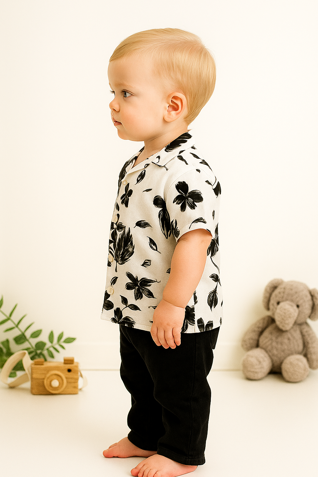 Short Sleeve Button Shirt with Pants for Toddlers