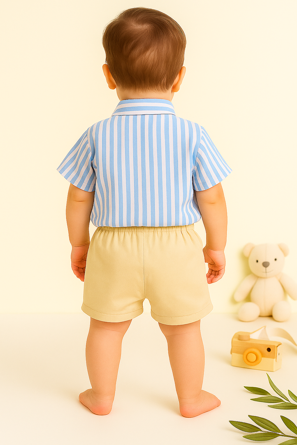 Toddler Boys’ Strip Printed Shirt and Black Pants Set