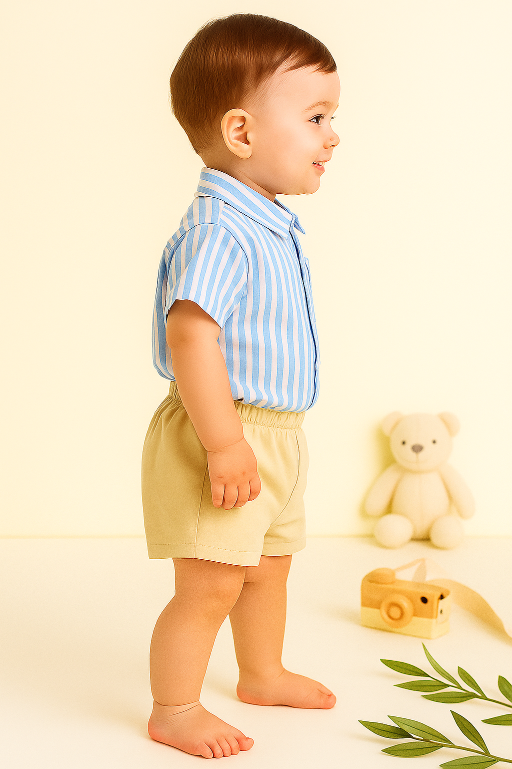 Toddler Boys’ Strip Printed Shirt and Black Pants Set